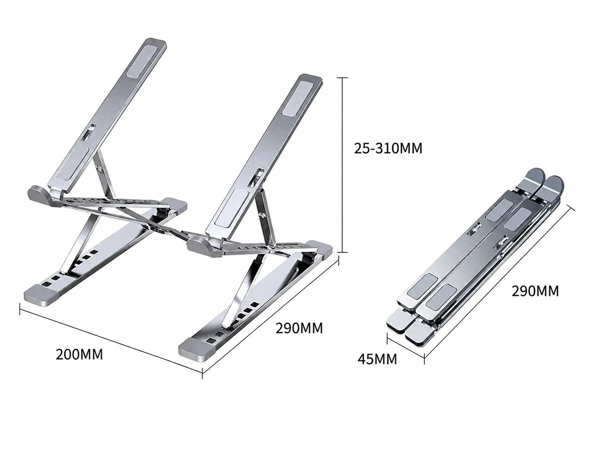 Dimensions et positions réglables du support ordinateur portable N8